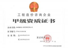 工程造價咨詢企業(yè)甲級資質證書